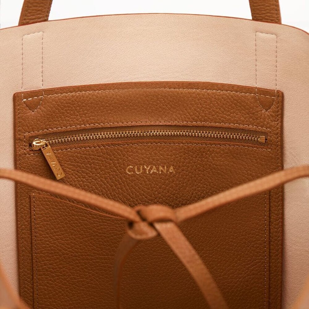 Cuyana Classic Large Structured Tote Rare Organizer Caramel Brown Leather - Picture 14 of 15